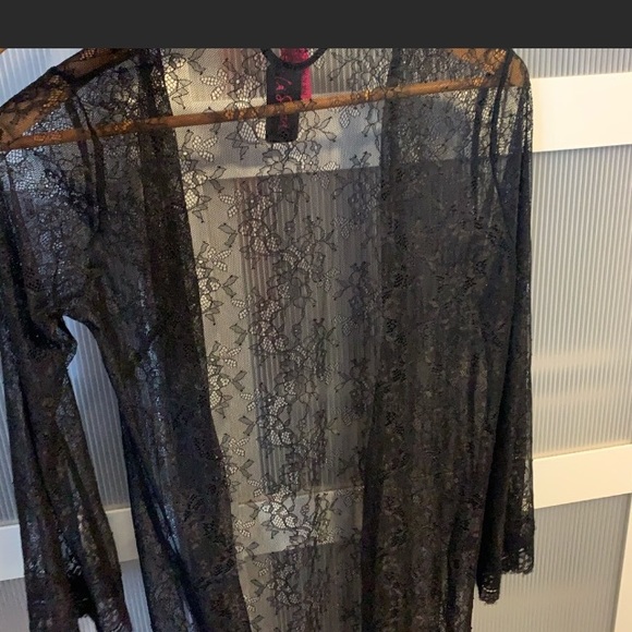 NWT La Senza S-M Black Lace Robe - Picture 3 of 8
